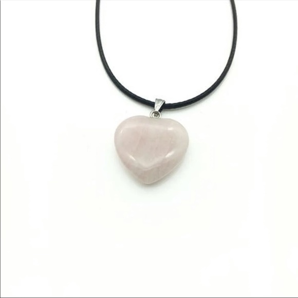 Pink Natural Stone Heart Pendant - Picture 2 of 3